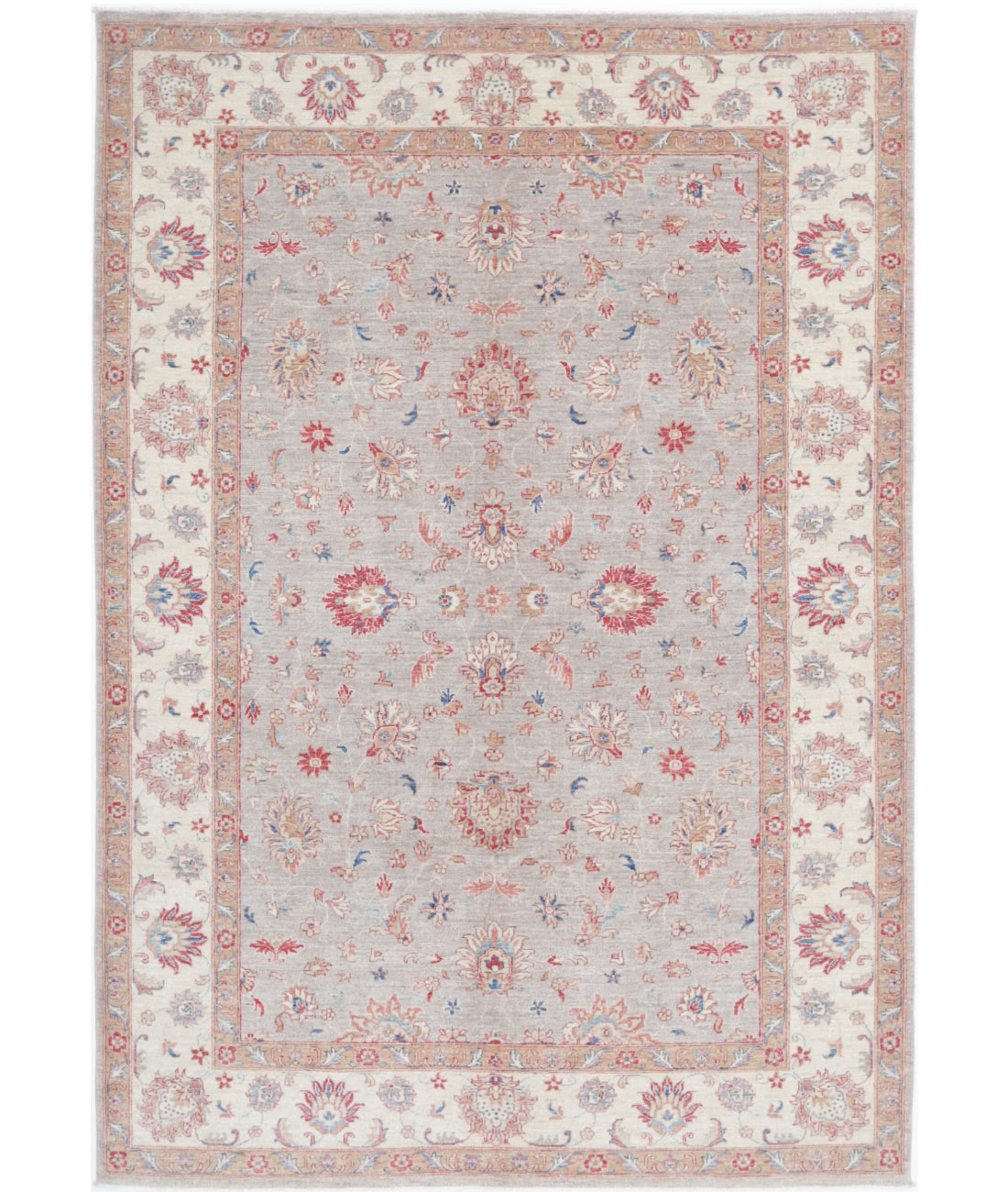 Ziegler 6'6'' X 9'5'' Hand-Knotted Wool Rug 6'6'' x 9'5'' (195 X 283) / Grey / Ivory