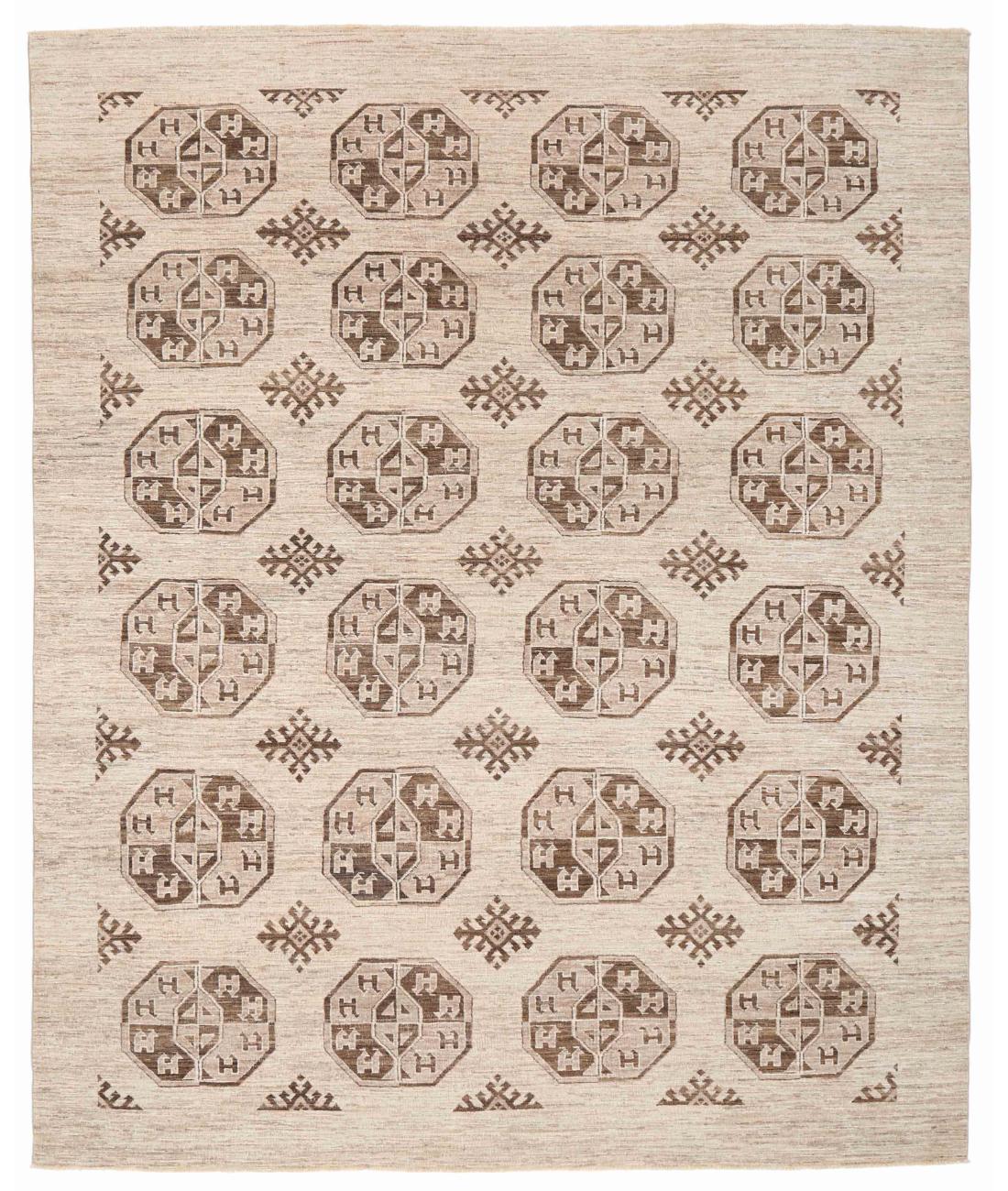 Hand Knotted Modcar Wool Rug - 7'1'' x 9'9'' 7' 1" X 9' 9" ( 216 X 297 ) / Taupe / Brown