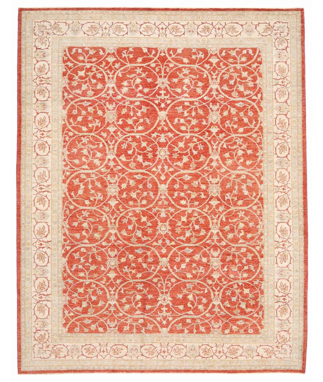 Hand Knotted Ziegler Farhan Wool Rug - 8'3'' x 10'8'' 8' 3" X 10' 8" ( 251 X 325 ) / Red / Ivory