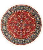 Hand Knotted Ziegler Farhan Wool Rug - 6'6'' x 6'5'' 6' 6" X 6' 5" ( 198 X 196 ) / Red / Blue