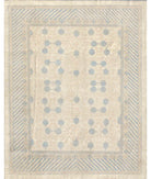 Hand Knotted Khotan Wool Rug - 7'1'' x 10'1'' 7' 1" X 10' 1" ( 216 X 307 ) / Ivory / Blue