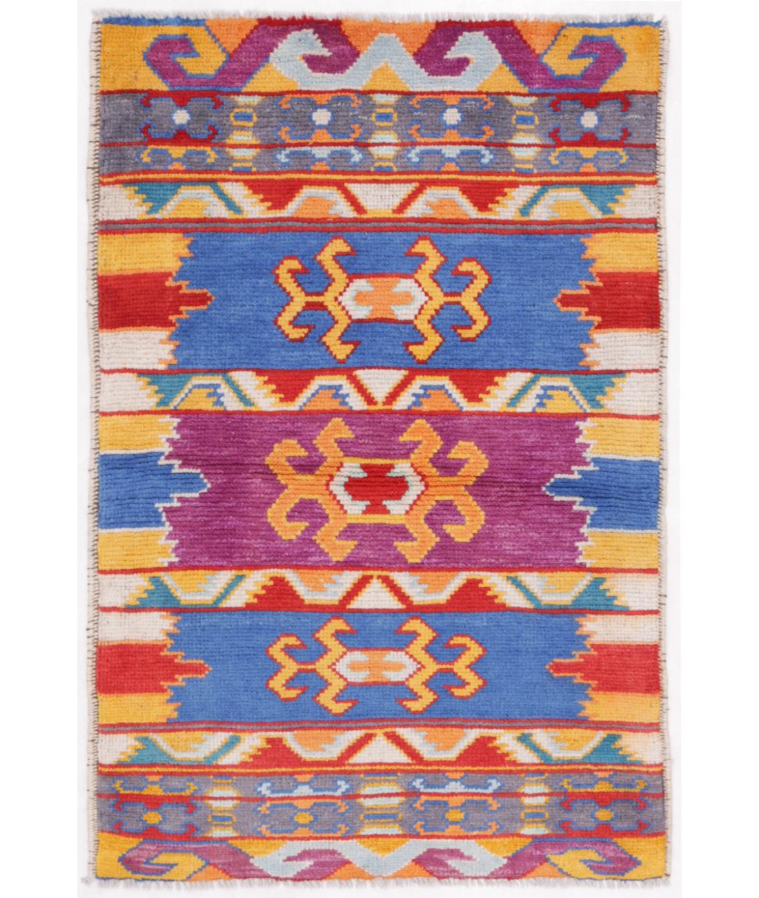 Hand Knotted Baluch Revival Wool Rug - 2'7'' x 3'11'' 2' 7" X 3' 11" ( 79 X 119 ) / Multi / Multi