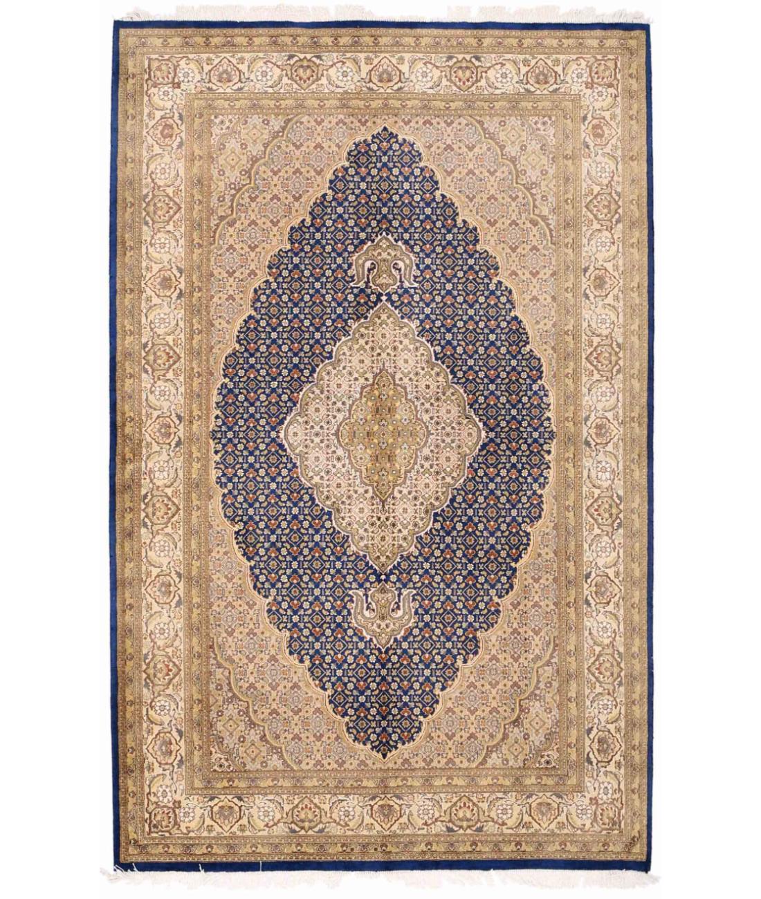 Hand Knotted Heritage Pak Persian Wool Rug - 4'8'' x 7'6'' 4' 8" X 7' 6" ( 142 X 229 ) / Blue / Ivory