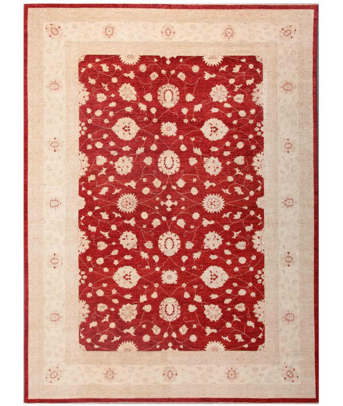 Hand Knotted Ziegler Farhan Wool Rug - 10'0'' x 13'8'' 10' 0" X 13' 8" ( 305 X 417 ) / Red / Ivory