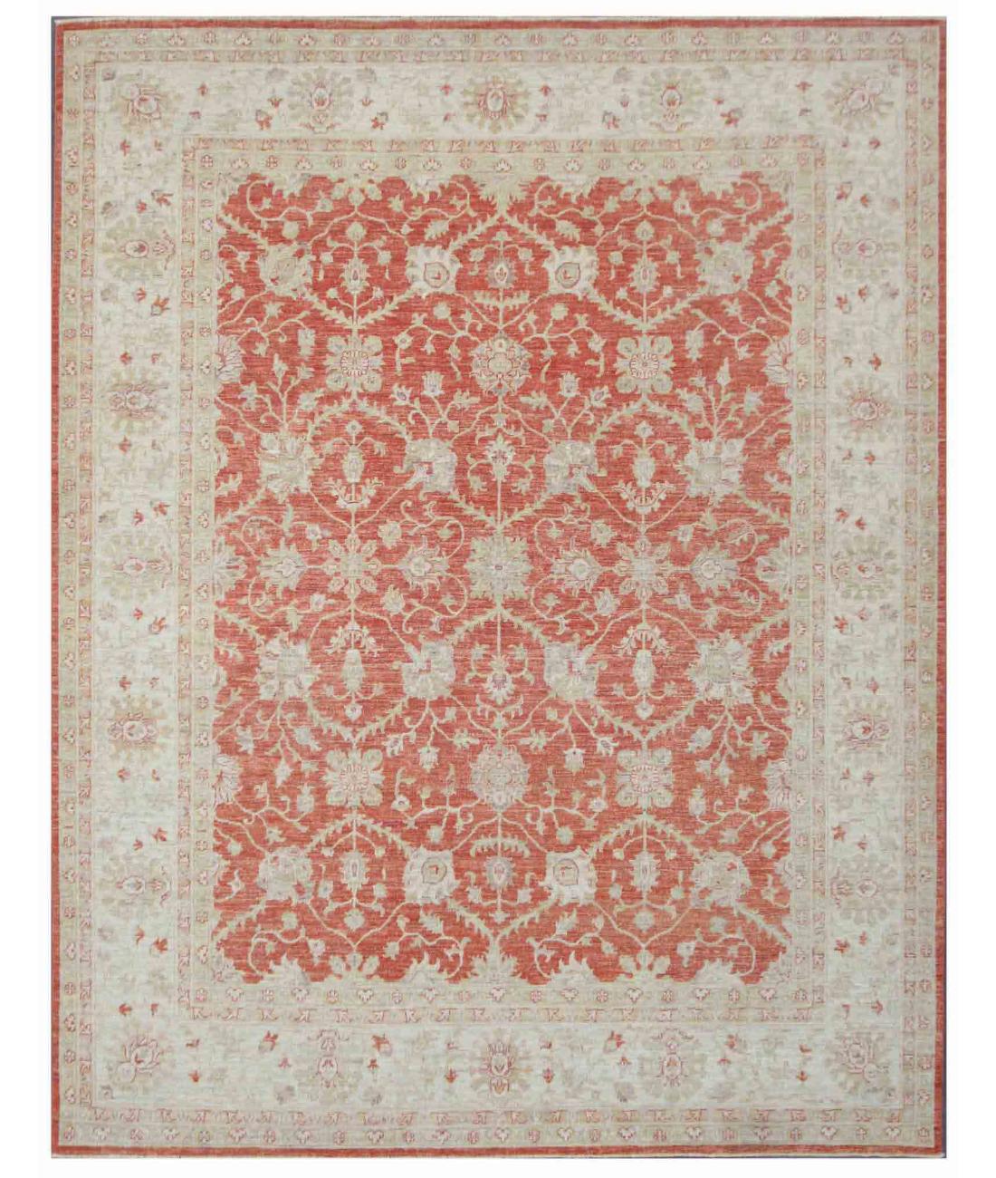 Hand Knotted Ziegler Farhan Wool Rug - 8'0'' x 10'1'' 8' 0" X 10' 1" ( 244 X 307 ) / Red / Ivory