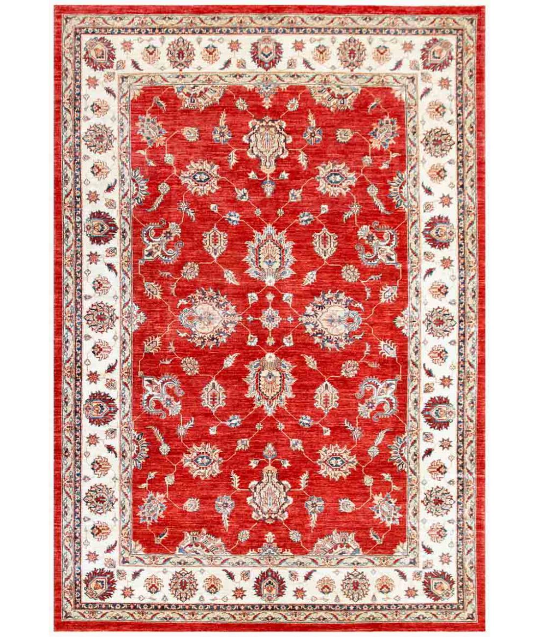 Hand Knotted Ziegler Farhan Wool Rug - 8'2'' x 11'8'' 8' 2" X 11' 8" ( 249 X 356 ) / Red / Ivory