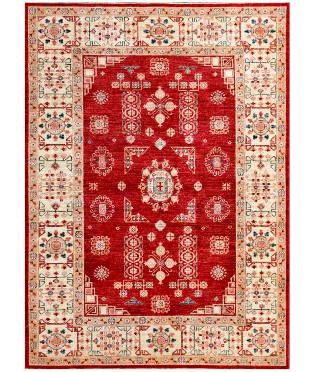 Hand Knotted Ziegler Farhan Wool Rug - 5'7'' x 7'8'' 5' 7" X 7' 8" ( 170 X 234 ) / Red / Ivory