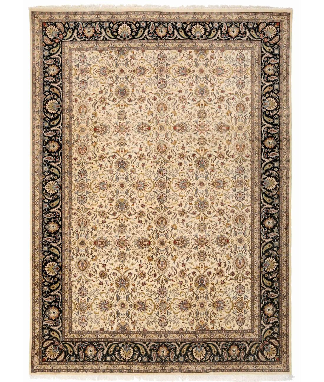 Hand Knotted Heritage Pak Persian Wool Rug - 10'0'' x 14'3'' 10' 0" X 14' 3" ( 305 X 434 ) / Ivory / Black