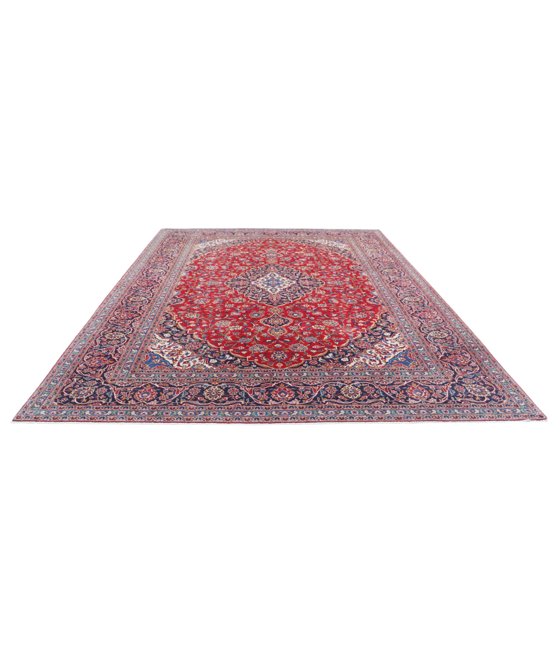 Kashan 9'5'' X 12'8'' Hand-Knotted Wool Rug 9'5'' x 12'8'' (283 X 380) / Red / Blue