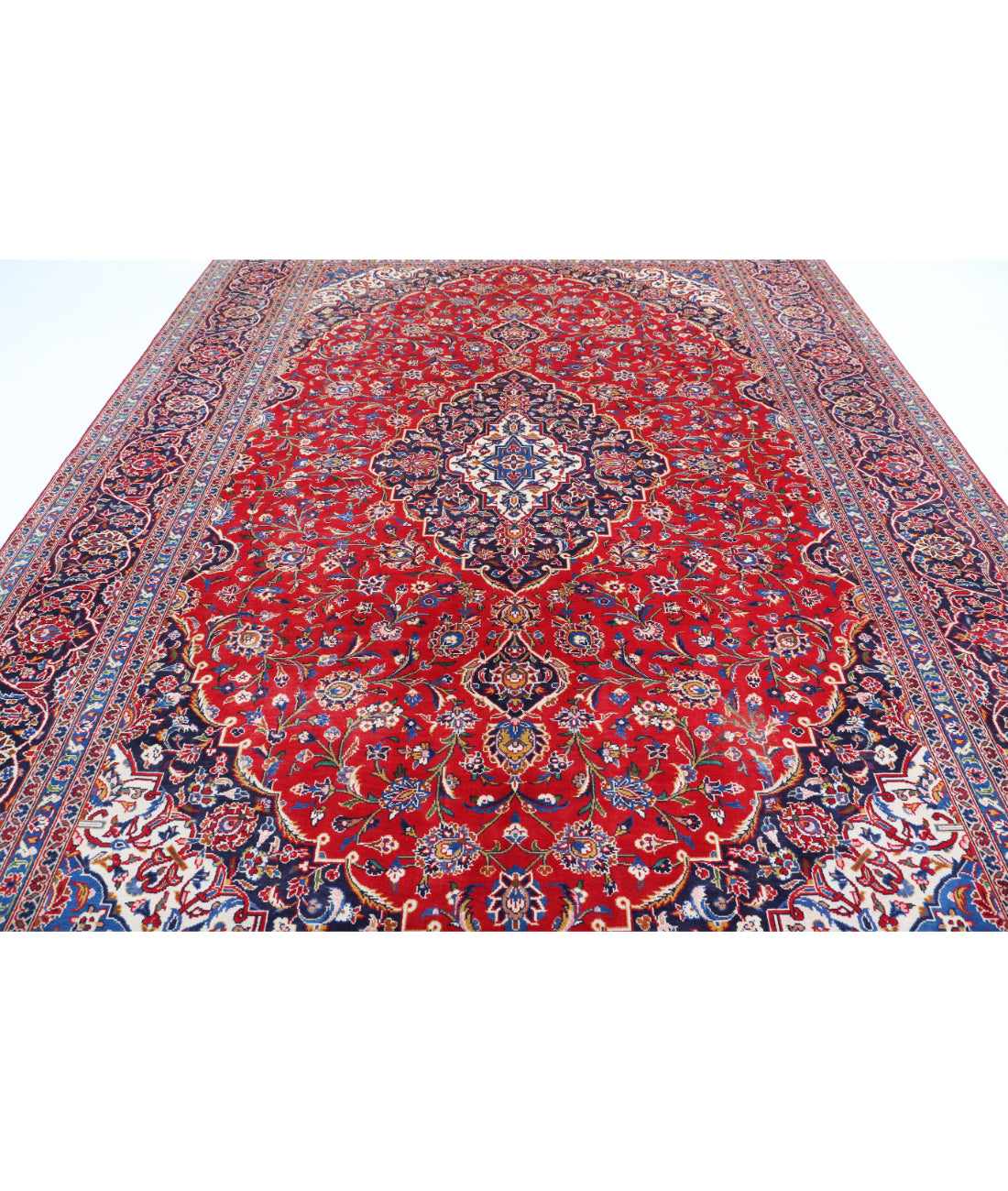 Kashan 9'5'' X 12'8'' Hand-Knotted Wool Rug 9'5'' x 12'8'' (283 X 380) / Red / Blue