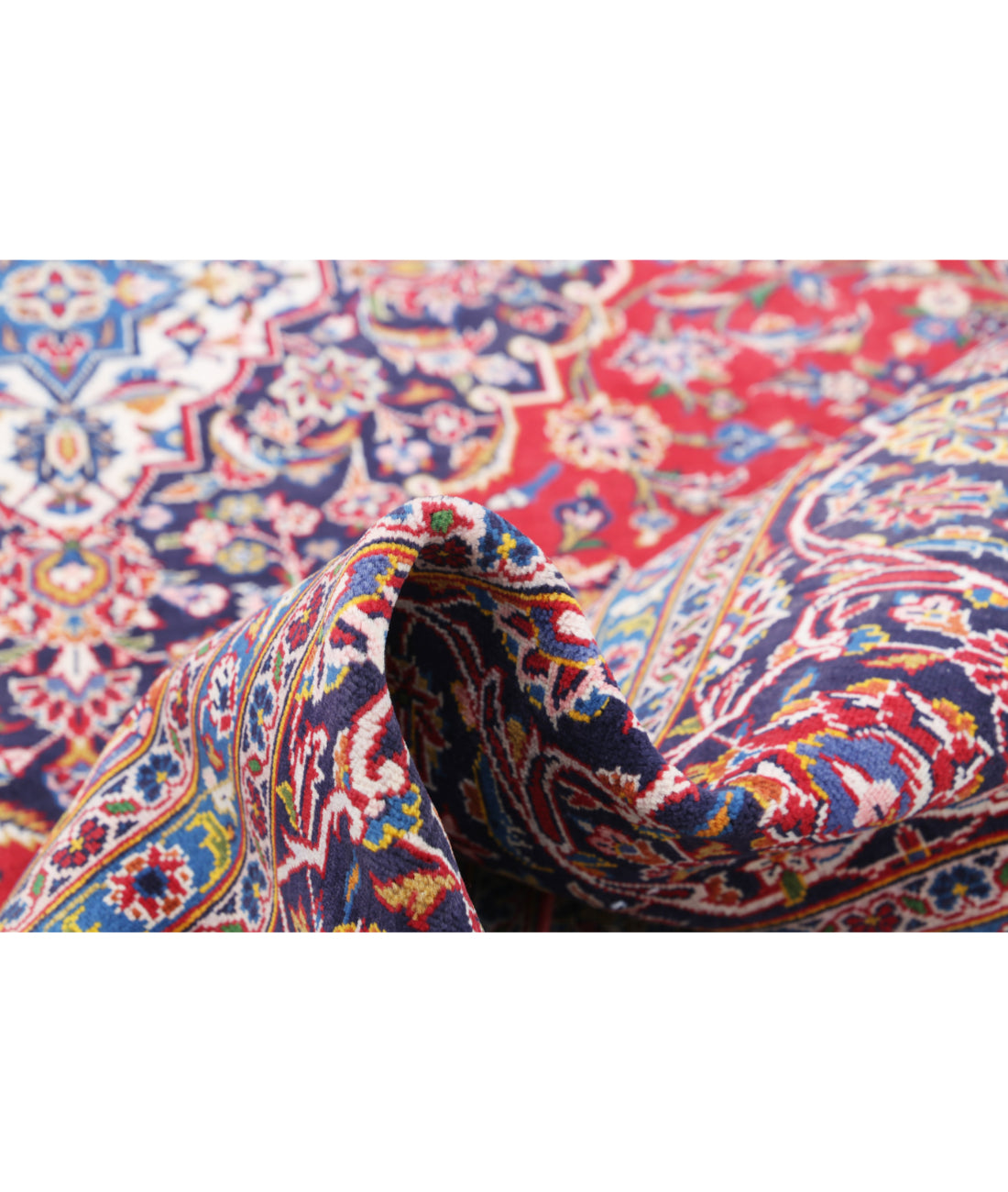 Kashan 9'5'' X 12'8'' Hand-Knotted Wool Rug 9'5'' x 12'8'' (283 X 380) / Red / Blue