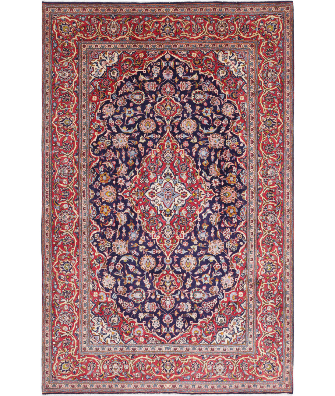 Kashan 6'5'' X 10'3'' Hand-Knotted Wool Rug 6'5'' x 10'3'' (193 X 308) / Blue / Red