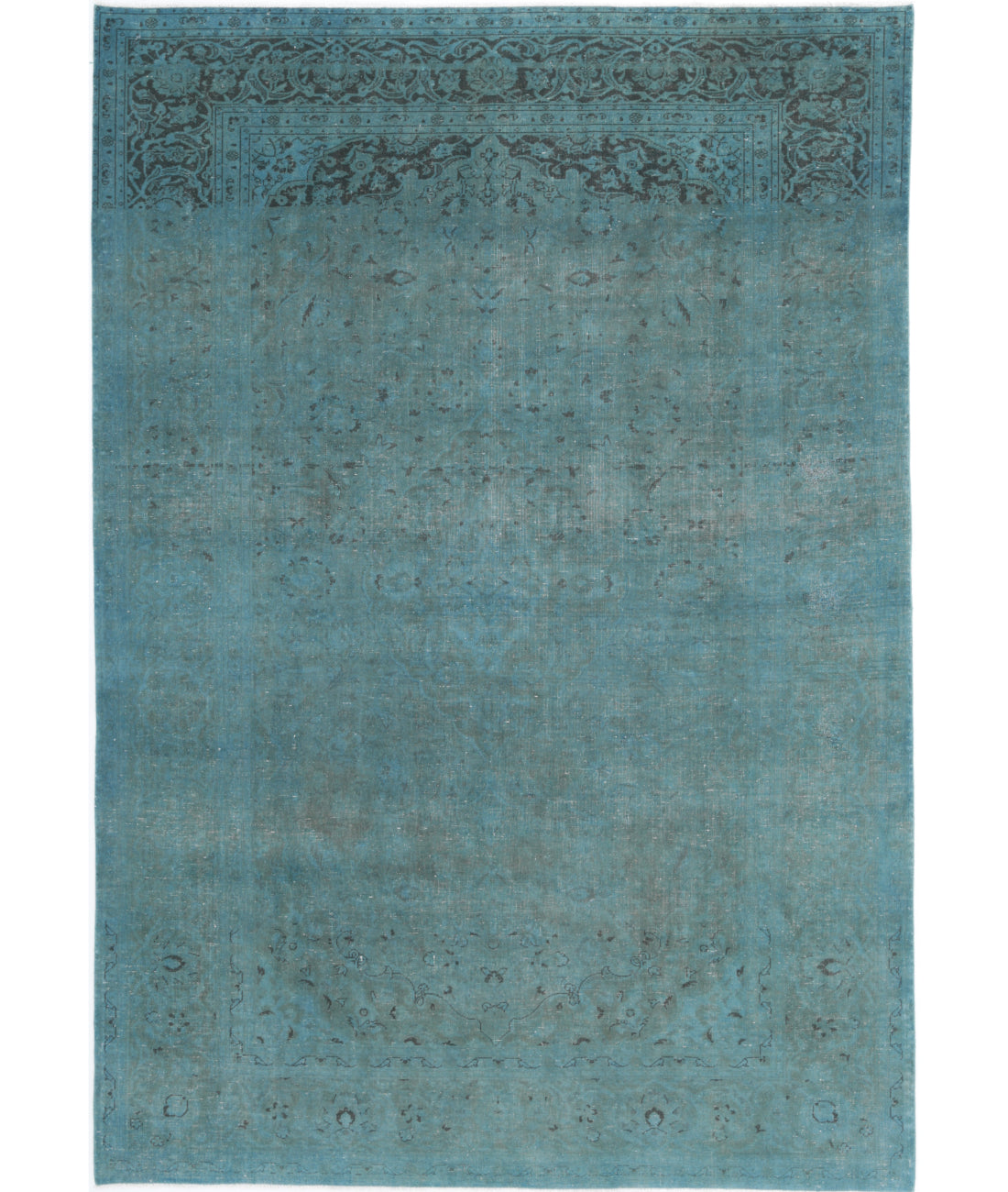 Overdye 6'8'' X 10'0'' Hand-Knotted Wool Rug 6'8'' x 10'0'' (200 X 300) / Teal / Charcoal