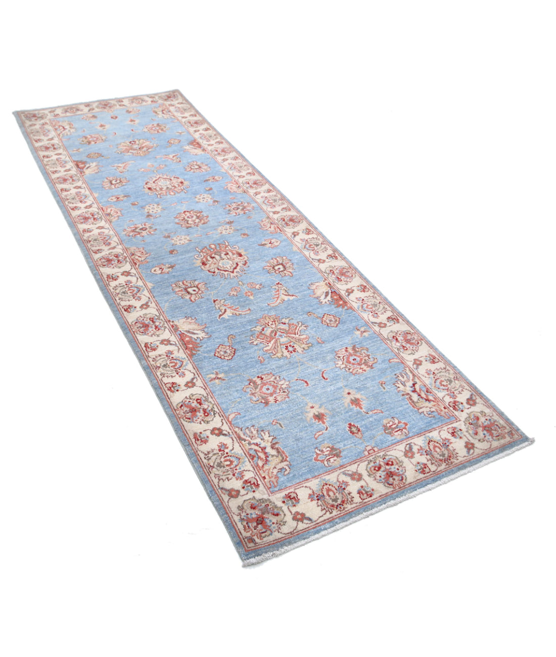 Ziegler 2'9'' X 8'2'' Hand-Knotted Wool Rug 2'9'' x 8'2'' (83 X 245) / Blue / Ivory
