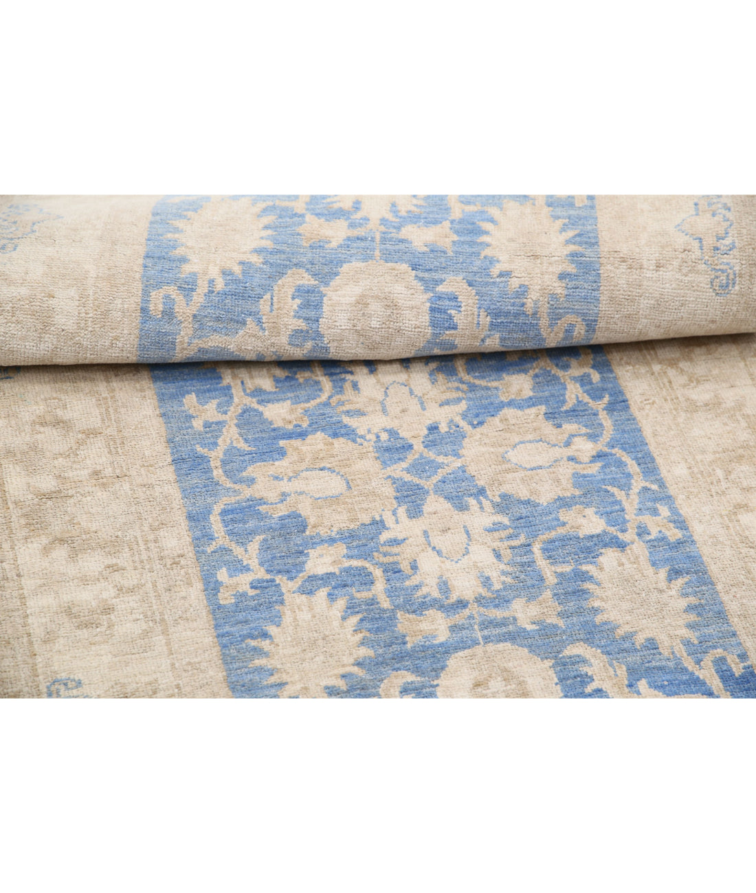 Serenity 2'5'' X 6'4'' Hand-Knotted Wool Rug 2'5'' x 6'4'' (73 X 190) / Blue / Ivory