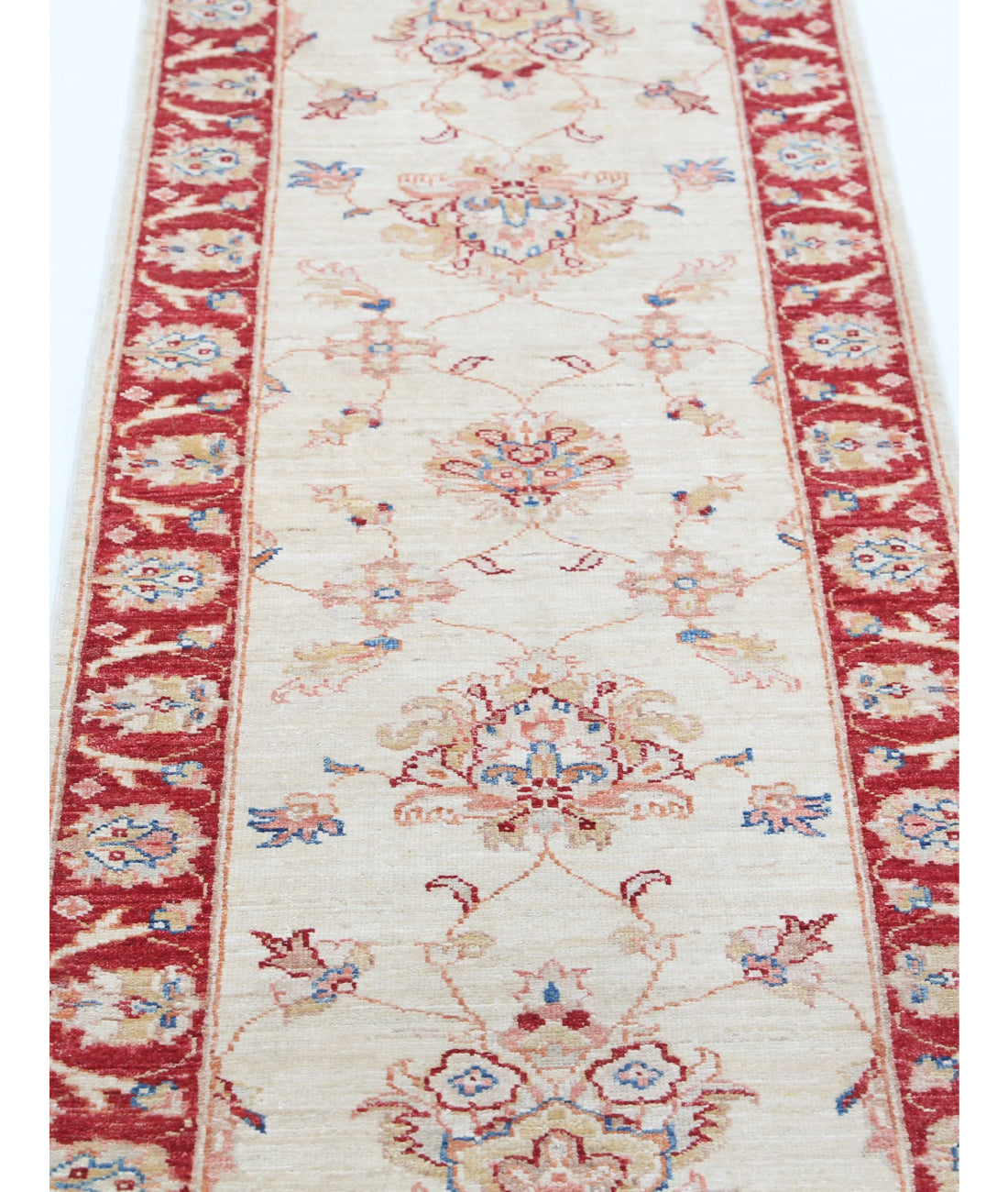 Ziegler 2'1'' X 5'11'' Hand-Knotted Wool Rug 2'1'' x 5'11'' (63 X 178) / Ivory / Red