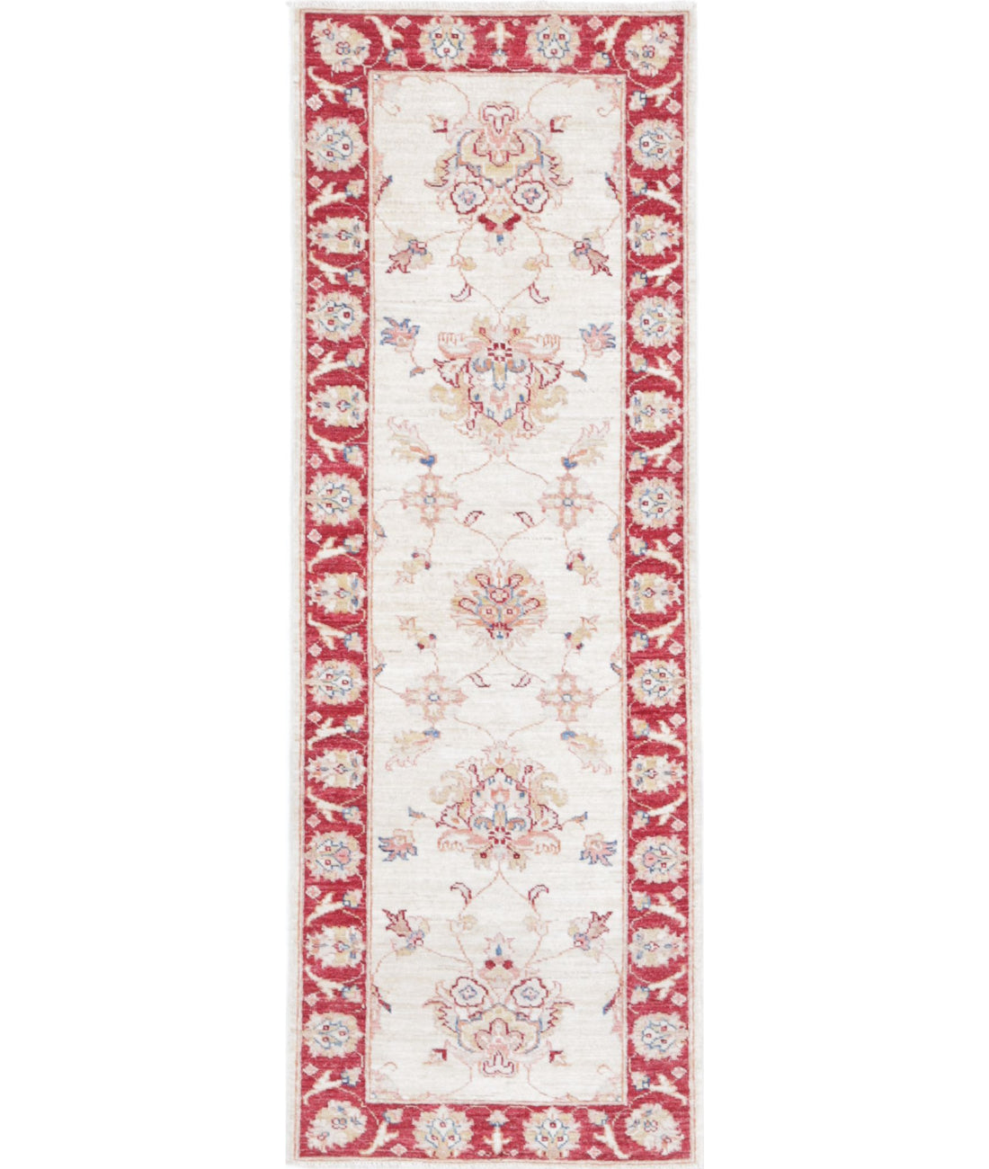 Ziegler 2'1'' X 5'11'' Hand-Knotted Wool Rug 2'1'' x 5'11'' (63 X 178) / Ivory / Red