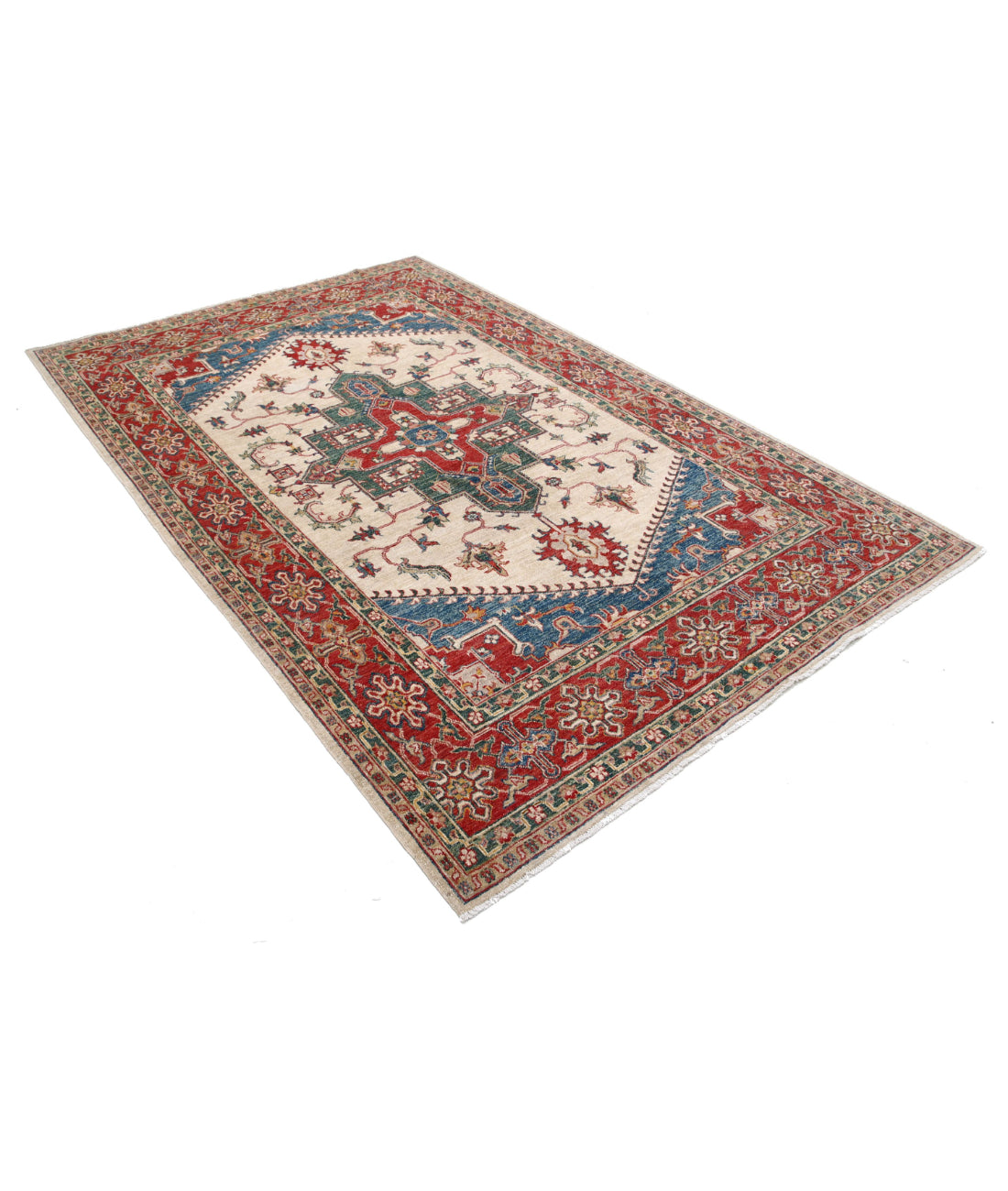 Heriz 5'7'' X 8'7'' Hand-Knotted Wool Rug 5'7'' x 8'7'' (168 X 258) / Ivory / Red