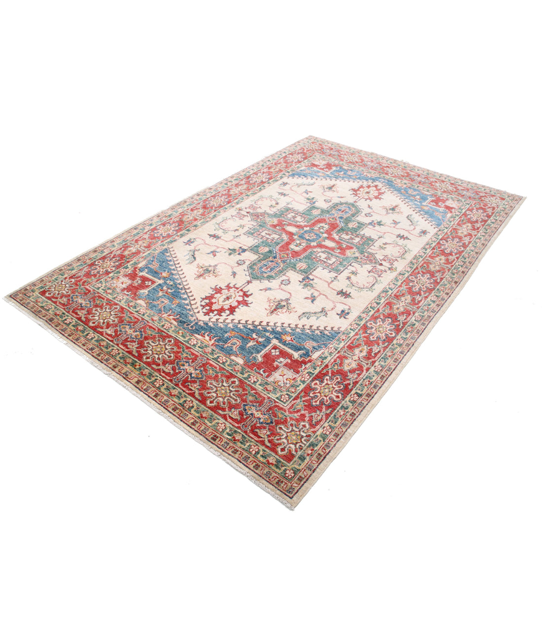 Heriz 5'7'' X 8'7'' Hand-Knotted Wool Rug 5'7'' x 8'7'' (168 X 258) / Ivory / Red