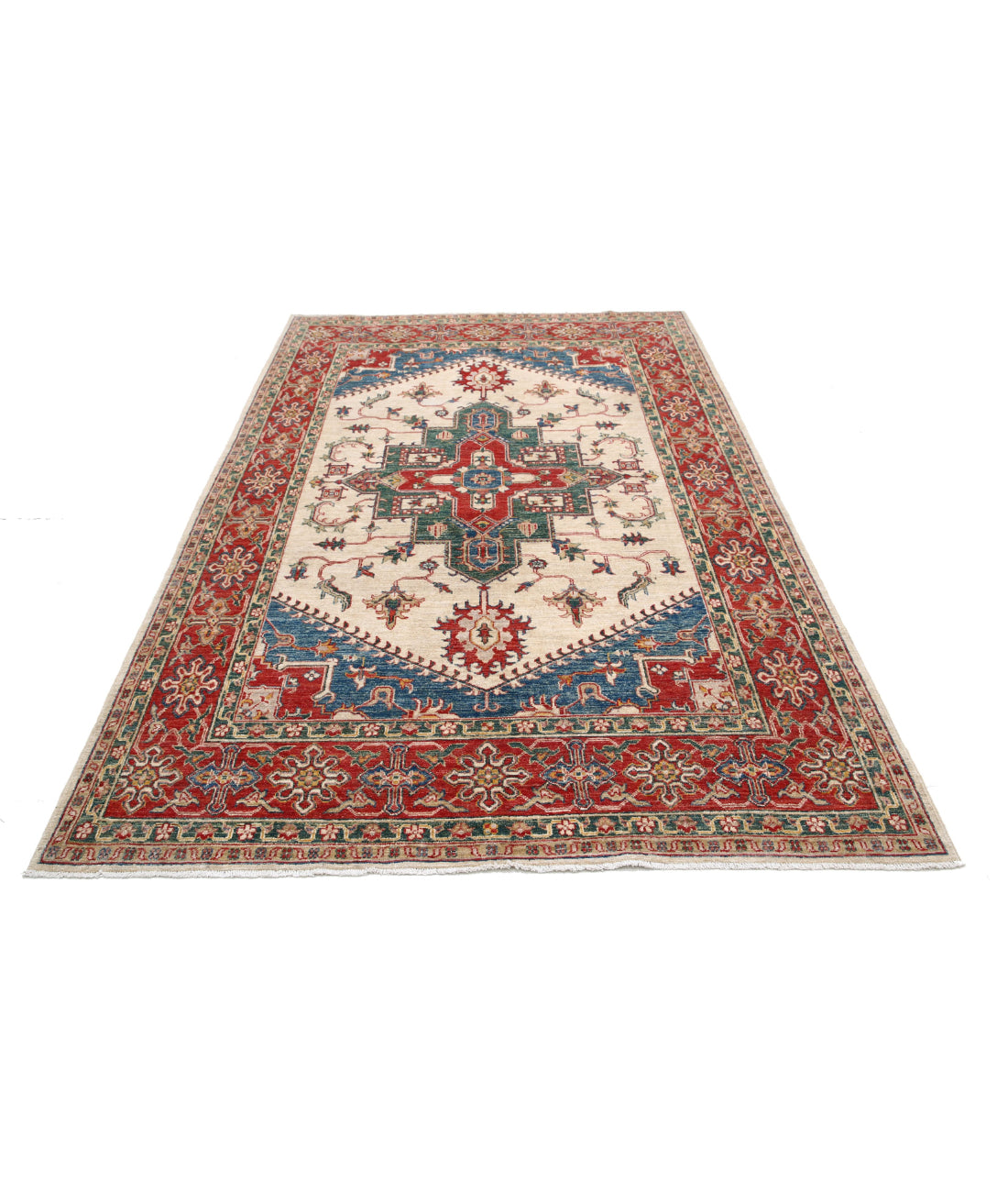 Heriz 5'7'' X 8'7'' Hand-Knotted Wool Rug 5'7'' x 8'7'' (168 X 258) / Ivory / Red