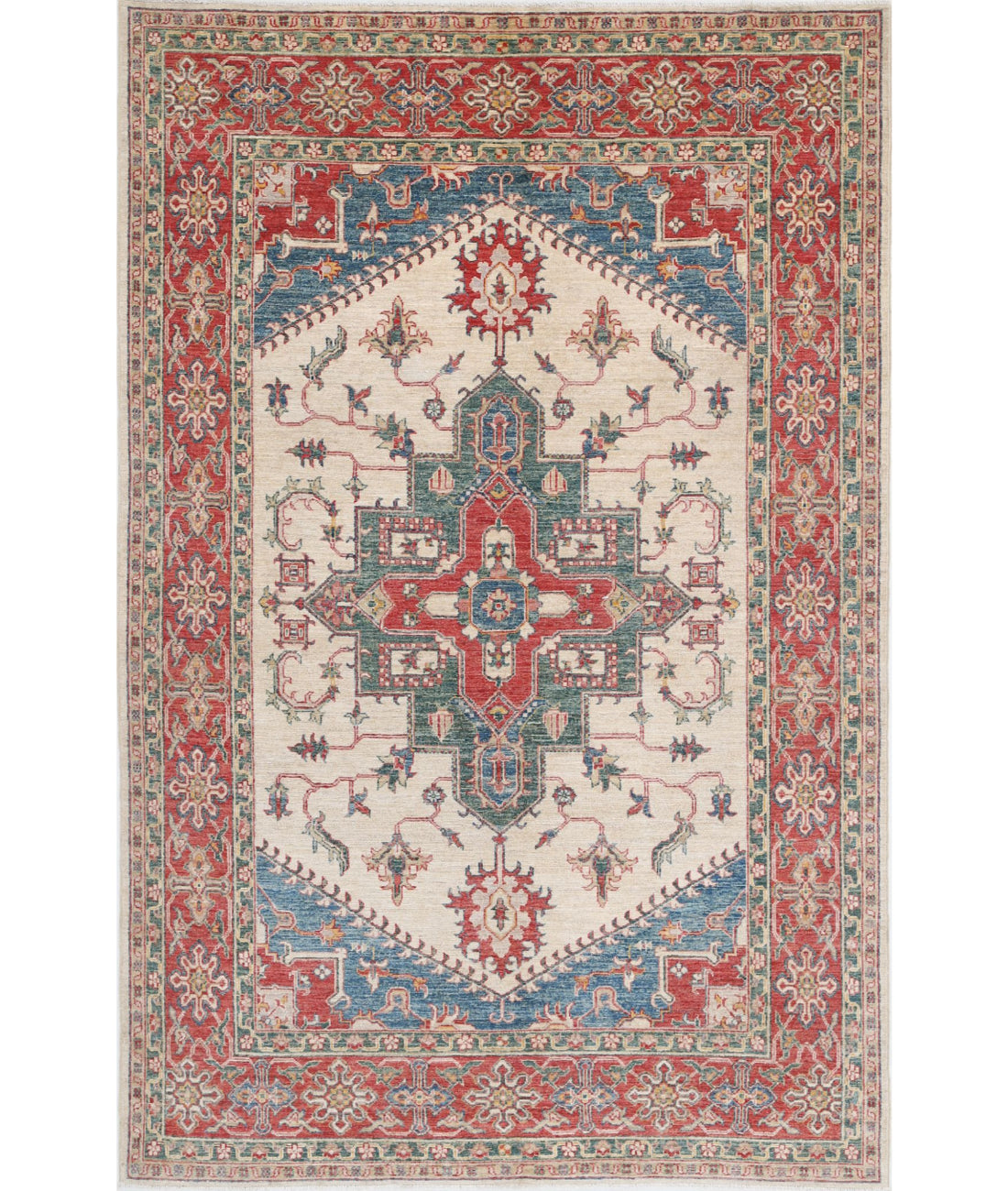 Heriz 5'7'' X 8'7'' Hand-Knotted Wool Rug 5'7'' x 8'7'' (168 X 258) / Ivory / Red