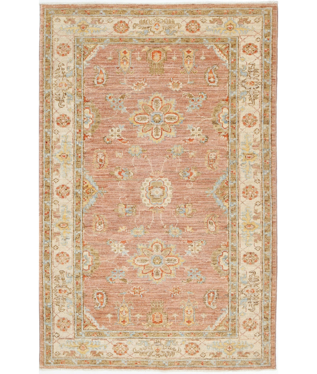 Ziegler 3'0'' X 4'8'' Hand-Knotted Wool Rug 3'0'' x 4'8'' (90 X 140) / Brown / Ivory