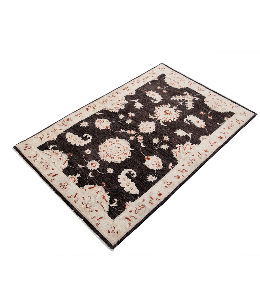 Ziegler 3'0'' X 4'8'' Hand-Knotted Wool Rug 3'0'' x 4'8'' (90 X 140) / Black / Ivory