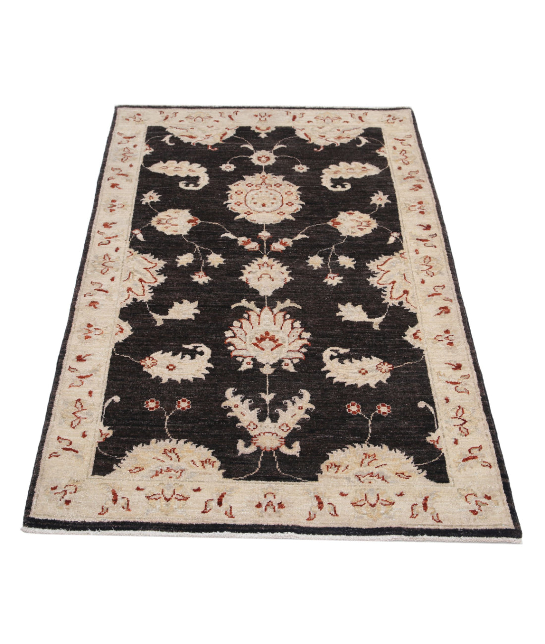 Ziegler 3'0'' X 4'8'' Hand-Knotted Wool Rug 3'0'' x 4'8'' (90 X 140) / Black / Ivory