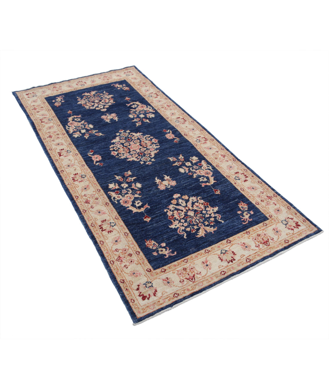 Ziegler 3'4'' X 6'6'' Hand-Knotted Wool Rug 3'4'' x 6'6'' (100 X 195) / Blue / Ivory