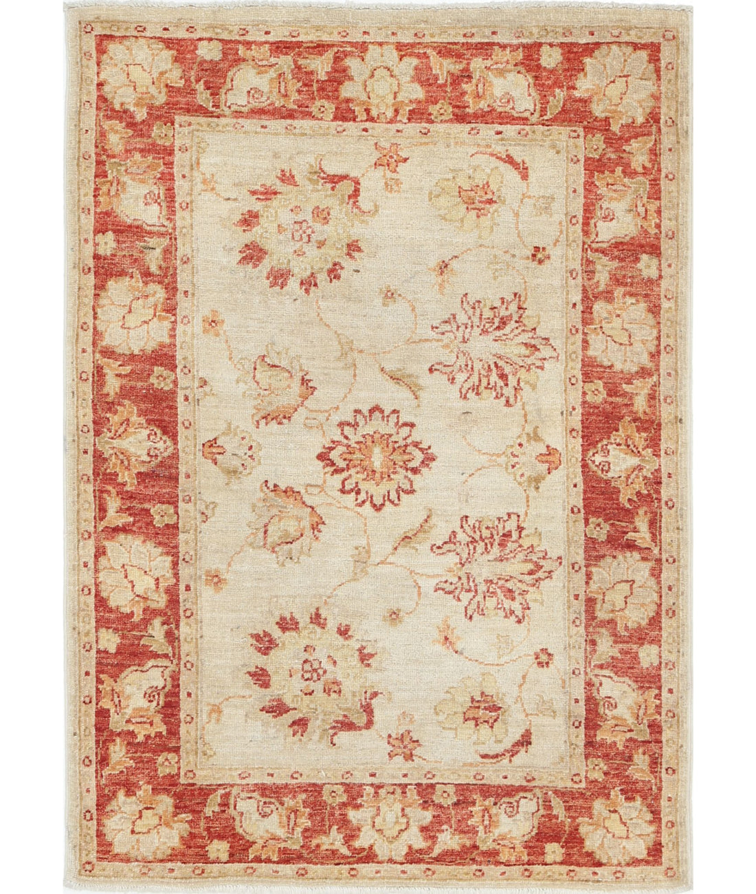 Ziegler 2'9'' X 3'10'' Hand-Knotted Wool Rug 2'9'' x 3'10'' (83 X 115) / Ivory / Red