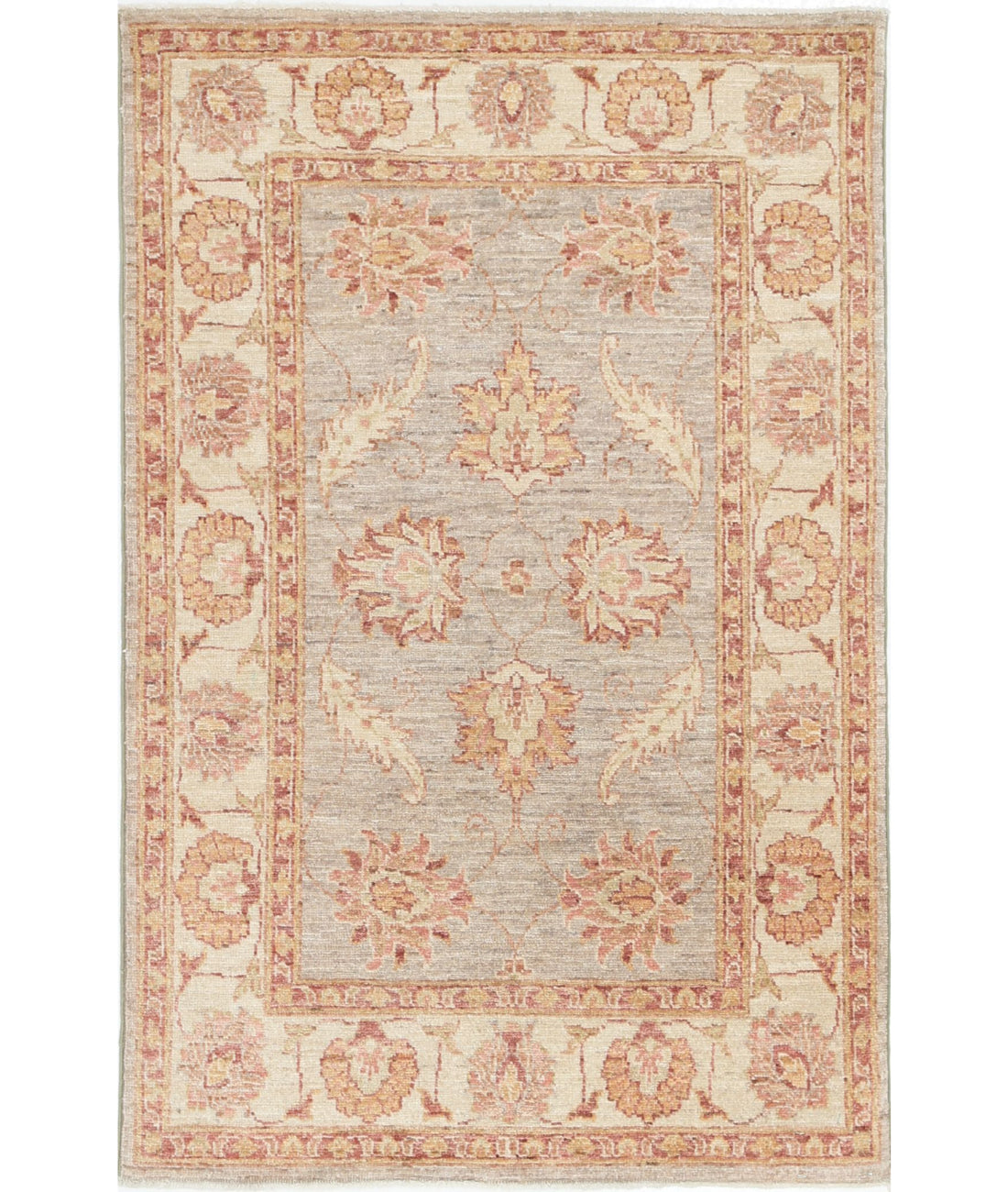 Ziegler 2'9'' X 4'2'' Hand-Knotted Wool Rug 2'9'' x 4'2'' (83 X 125) / Grey / Ivory