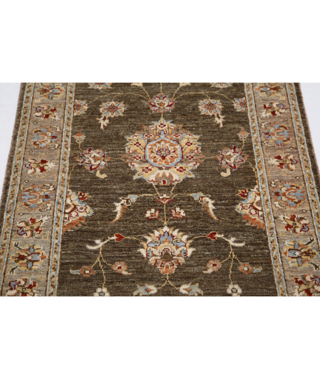 Ziegler 2'7'' X 3'10'' Hand-Knotted Wool Rug 2'7'' x 3'10'' (78 X 115) / Green / Brown