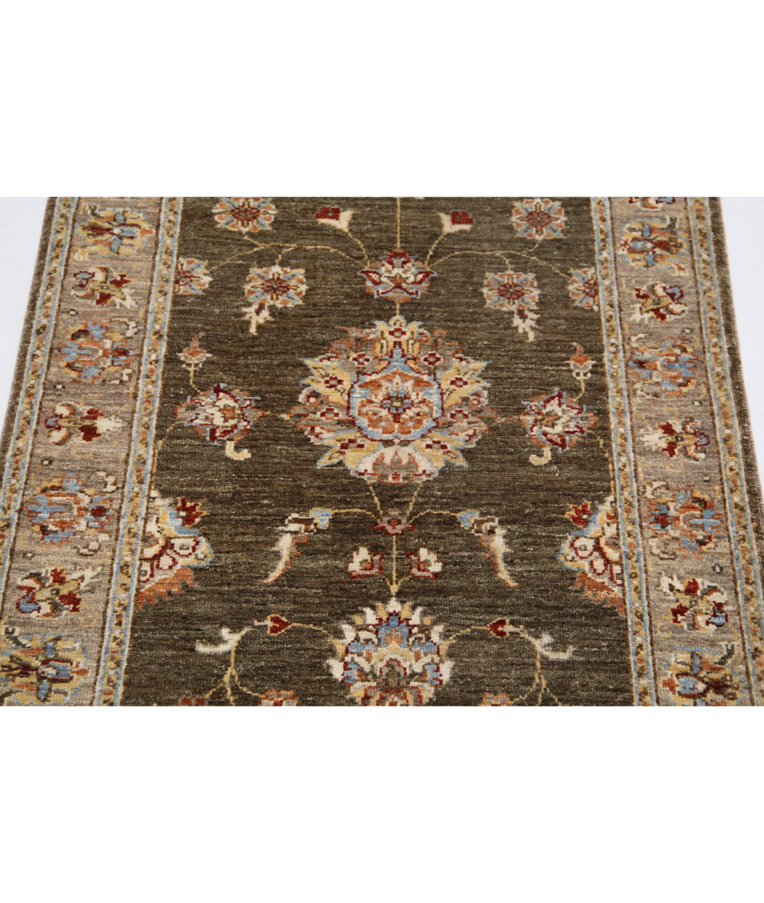 Ziegler 2'8'' X 3'9'' Hand-Knotted Wool Rug 2'8'' x 3'9'' (80 X 113) / Green / Brown