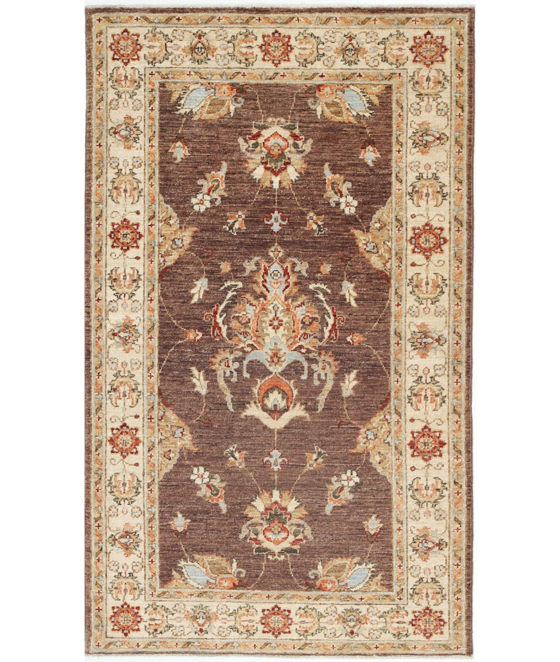 Ziegler 2'10'' X 4'9'' Hand-Knotted Wool Rug 2'10'' x 4'9'' (85 X 143) / Brown / Ivory