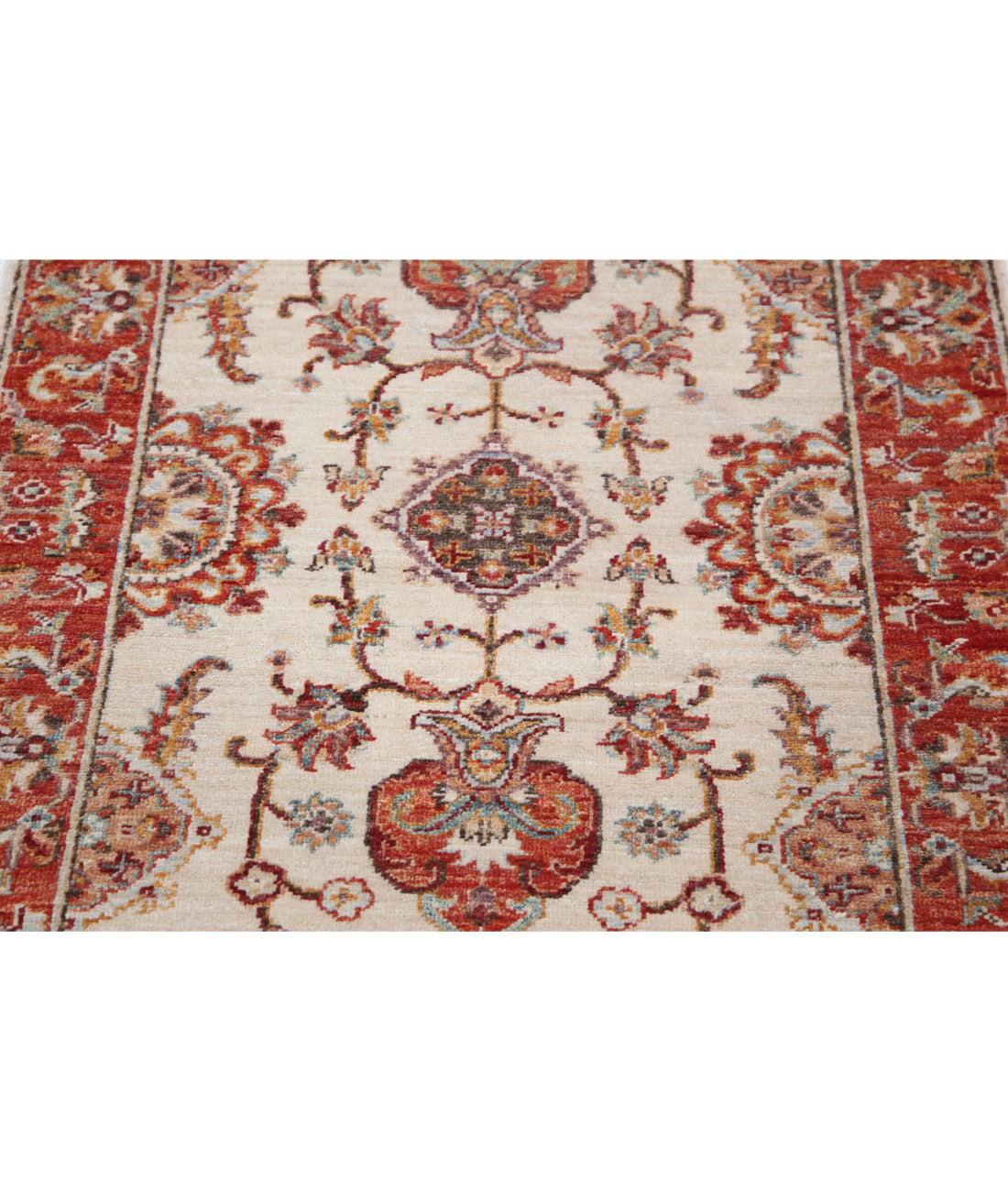 Ziegler 2'6'' X 4'0'' Hand-Knotted Wool Rug 2'6'' x 4'0'' (75 X 120) / Ivory / Red