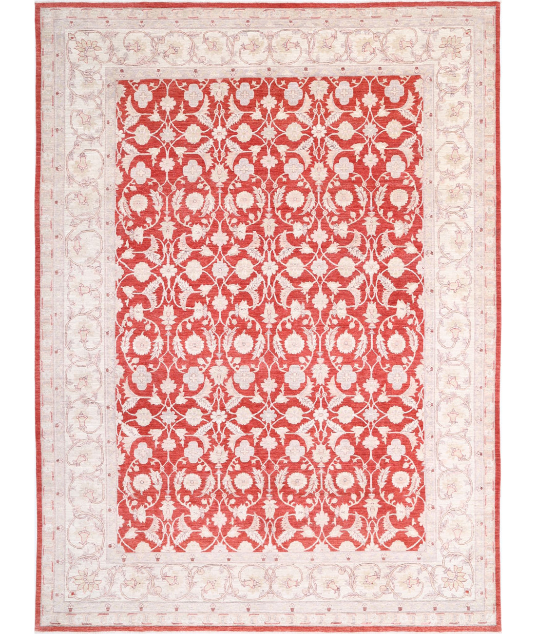 Ziegler 9'11'' X 13'7'' Hand-Knotted Wool Rug 9'11'' x 13'7'' (298 X 408) / Red / Ivory