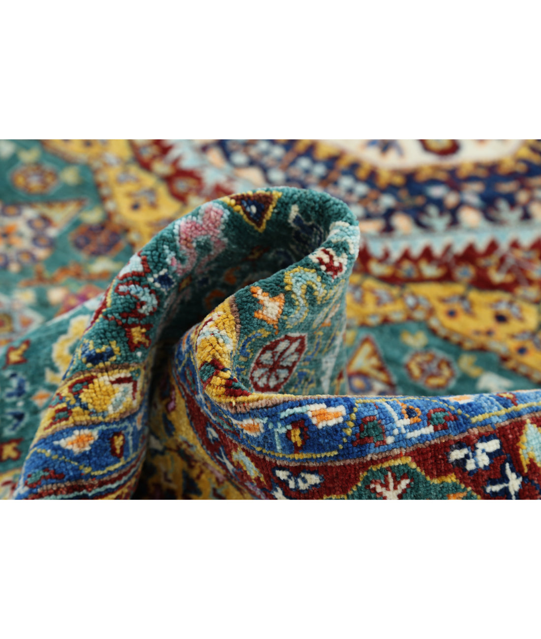 Mamluk 6'9'' X 9'6'' Hand-Knotted Wool Rug 6'9'' x 9'6'' (203 X 285) / Green / Red