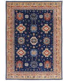 Hand Knotted Nomadic Caucasian Humna Wool Rug - 9'11'' x 13'9'' 9' 11" X 13' 9" ( 302 X 419 ) / Blue / Gold