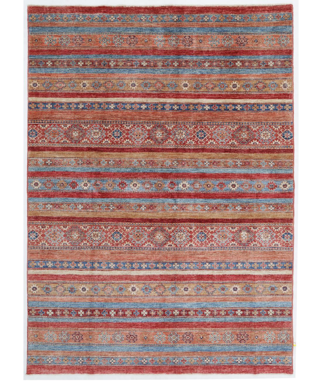 Hand Knotted Khurjeen Wool Rug - 5'6'' x 7'7'' 5' 6" X 7' 7" ( 168 X 231 ) / Multi / Red