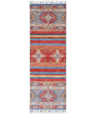 Hand Knotted Khurjeen Wool Rug - 1'11'' x 6'2'' 1' 11" X 6' 2" ( 58 X 188 ) / Multi / Red
