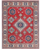 Hand Knotted Tribal Kazak Wool Rug - 8'10'' x 11'5'' 8' 10" X 11' 5" ( 269 X 348 ) / Red / Ivory