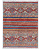 Hand Knotted Khurjeen Wool Rug - 5'0'' x 6'6'' 5' 0" X 6' 6" ( 152 X 198 ) / Multi / Red