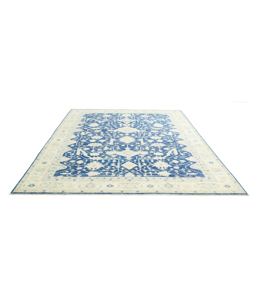 Heriz 8'7'' X 11'3'' Hand-Knotted Wool Rug 8'7'' x 11'3'' (258 X 338) / Ivory / Blue