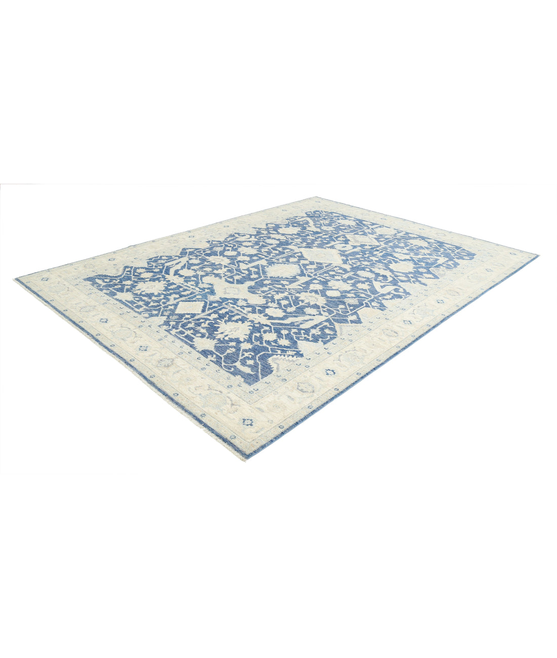 Heriz 8'7'' X 11'3'' Hand-Knotted Wool Rug 8'7'' x 11'3'' (258 X 338) / Ivory / Blue