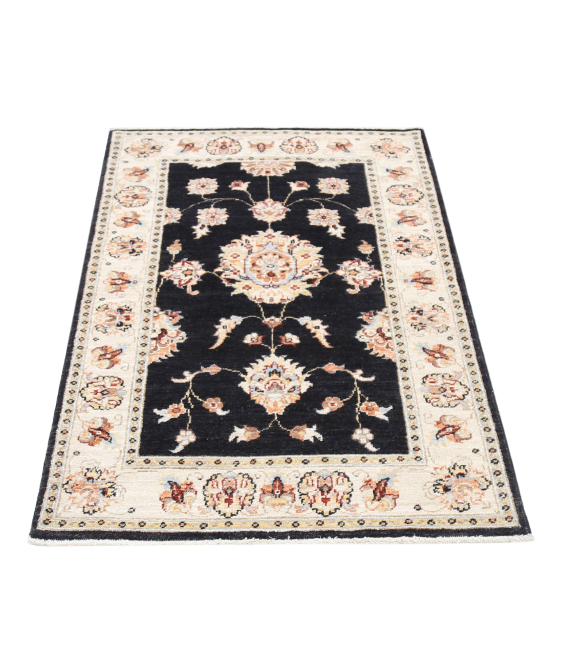 Ziegler 2'8'' X 4'0'' Hand-Knotted Wool Rug 2'8'' x 4'0'' (80 X 120) / Ivory / Black