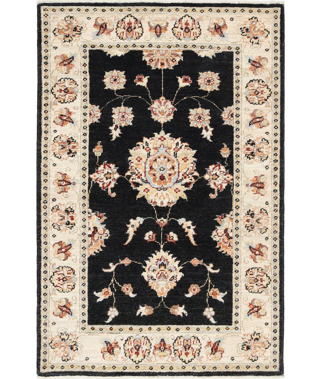 Ziegler 2'8'' X 4'0'' Hand-Knotted Wool Rug 2'8'' x 4'0'' (80 X 120) / Ivory / Black