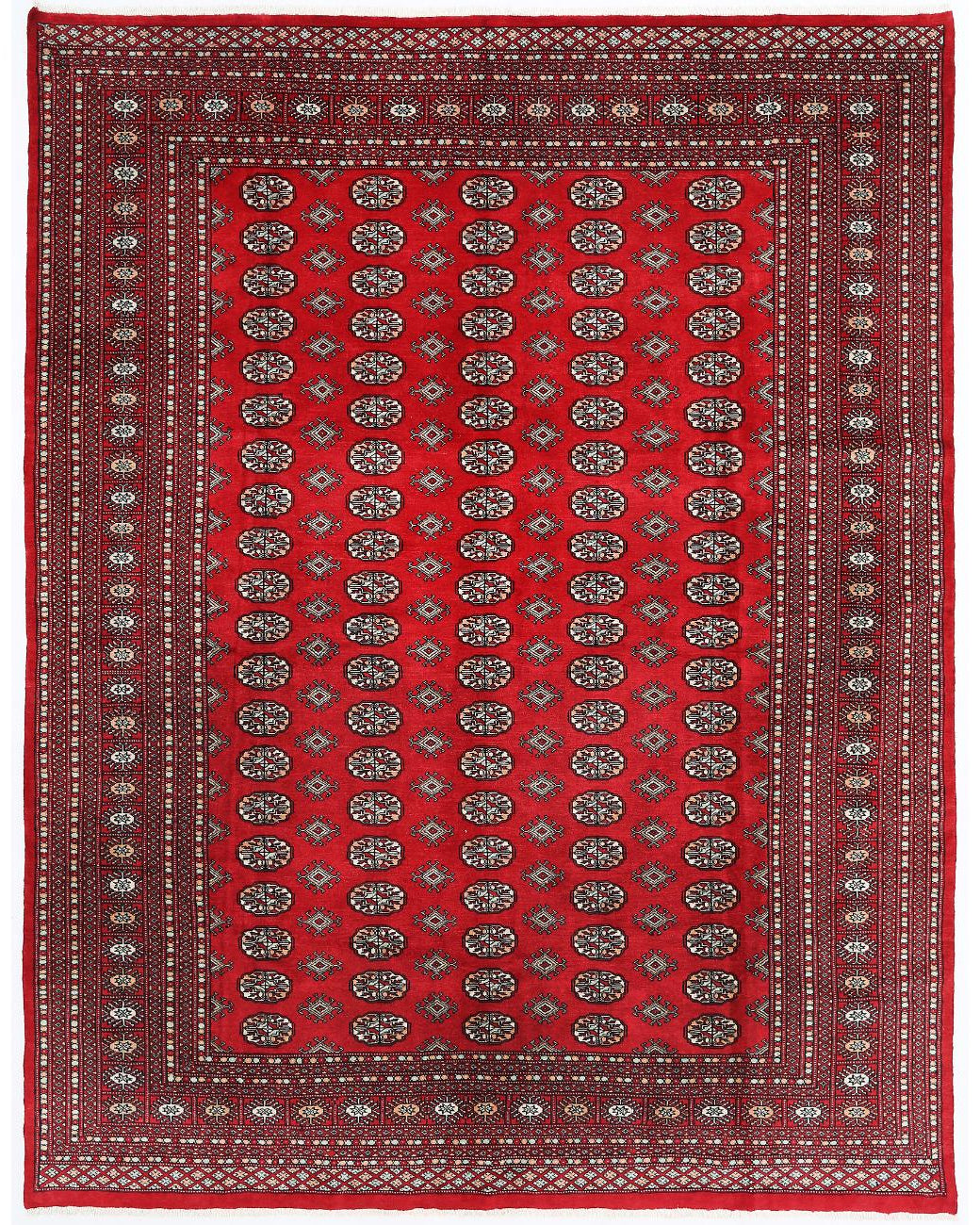 Hand Knotted Tribal Bokhara Wool Rug - 8'0'' x 10'3'' 8' 0" X 10' 3" ( 244 X 312 ) / Red / Red