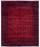 Hand Knotted Afghan Khal Muhammadi Wool Rug - 10'2'' x 12'6'' 10' 2" X 12' 6" ( 310 X 381 ) / Red / Blue