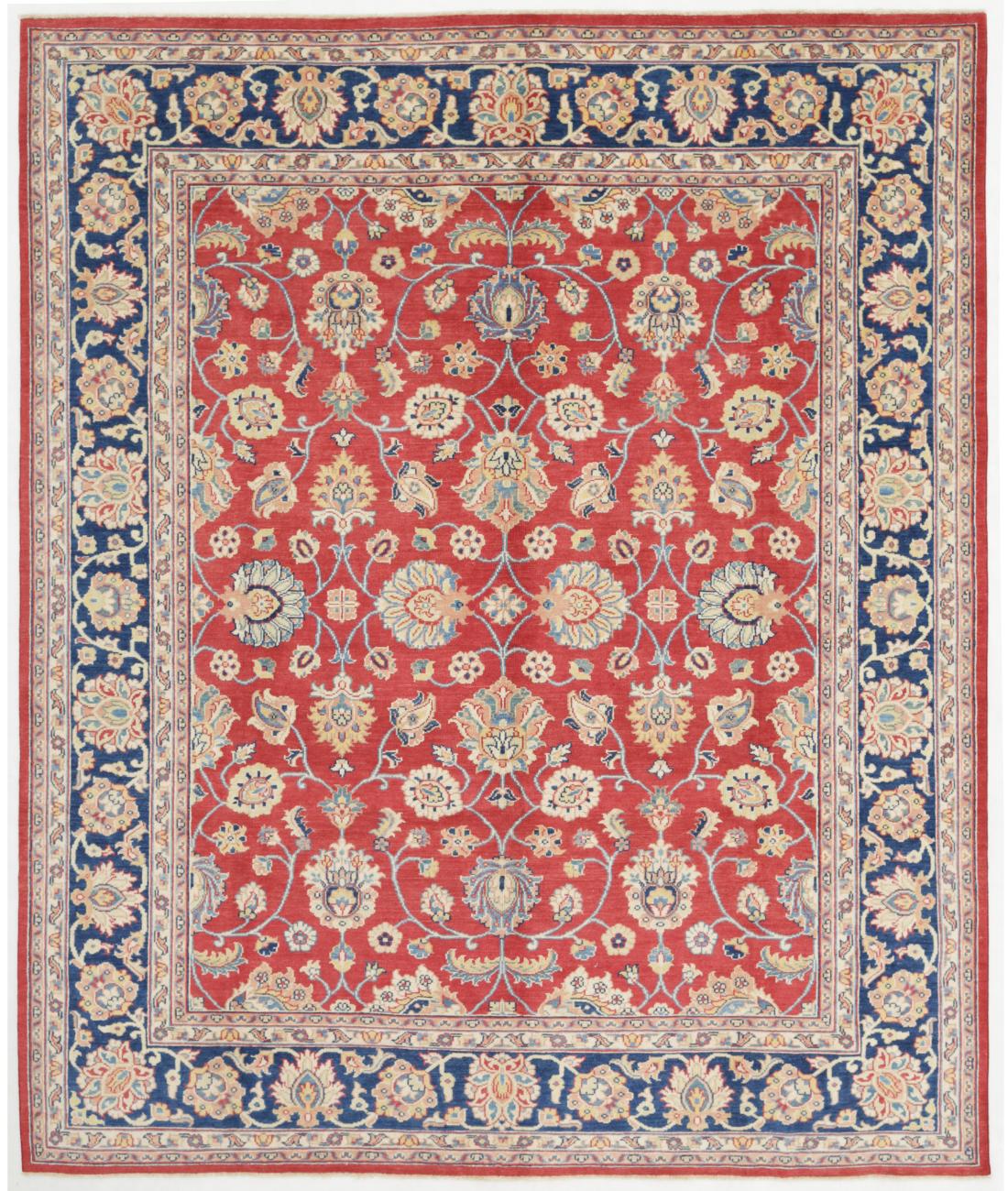 Hand Knotted Ziegler Farhan Gul Wool Rug - 8'9'' x 10'6'' 8' 9" X 10' 6" ( 267 X 320 ) / Red / Blue