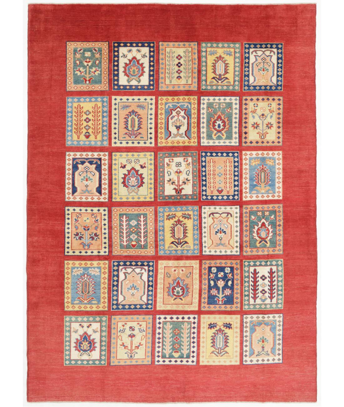 Hand Knotted Ziegler Farhan Gul Wool Rug - 6'8'' x 9'5'' 6' 8" X 9' 5" ( 203 X 287 ) / Red / Multi